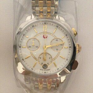 NEW MICHELE WATCH Ascalon 2-Tone Mid Diamond Bracelet Watch Model # MWW18B000004